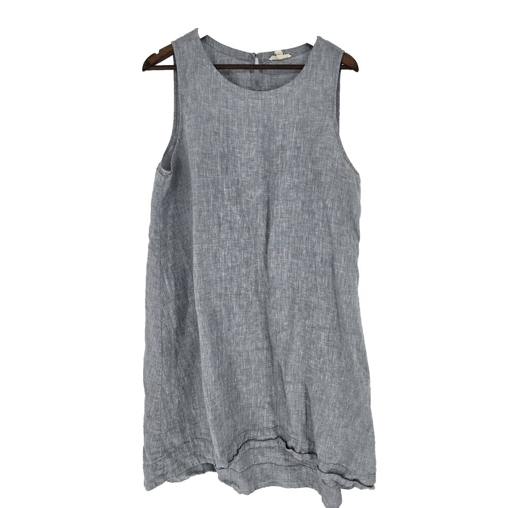 Eileen Fisher Organic Linen Sleeveless Shift Dress XL Minimalist Lagenlook